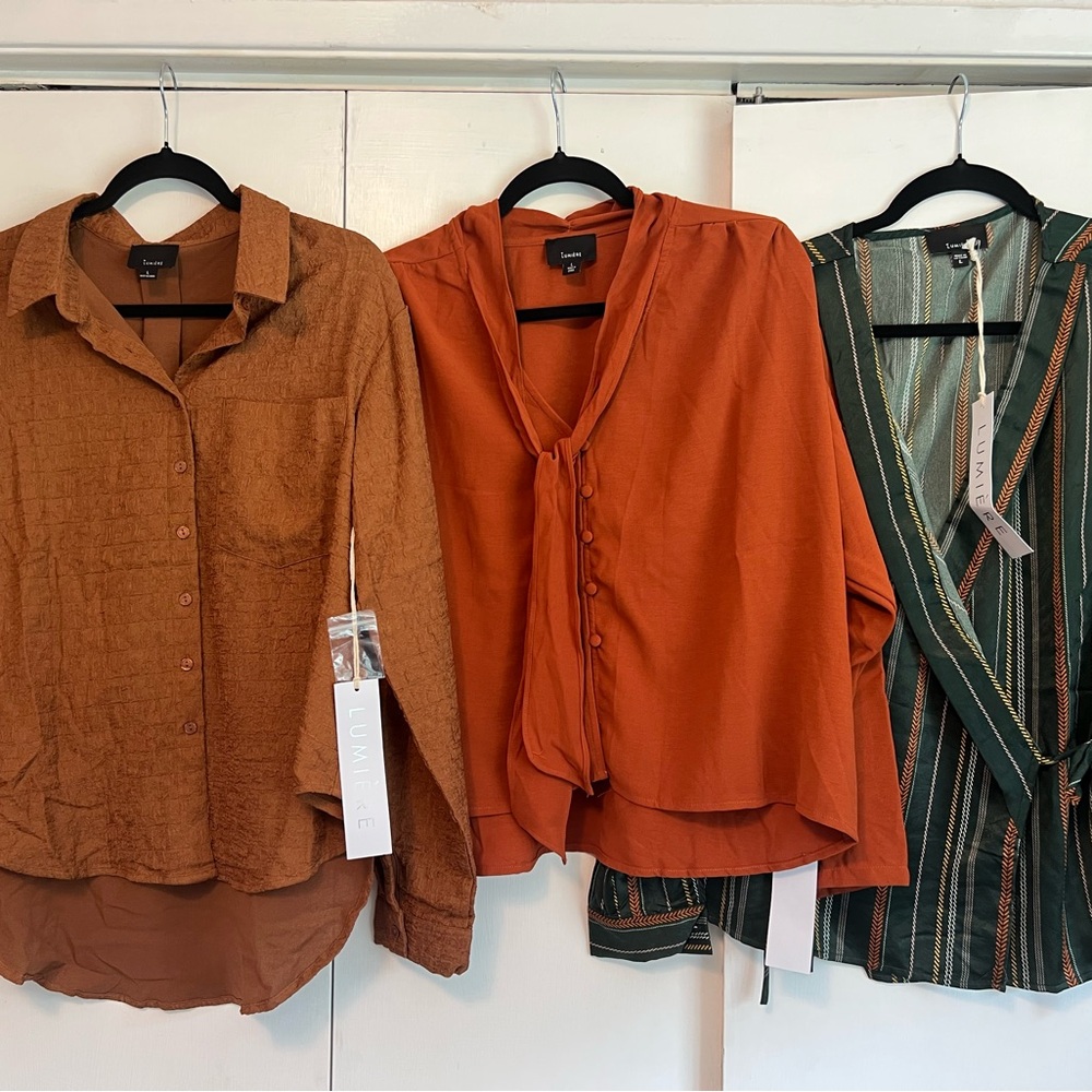 Lumiere Women's Brown and Orange Tops
Bundle of 3